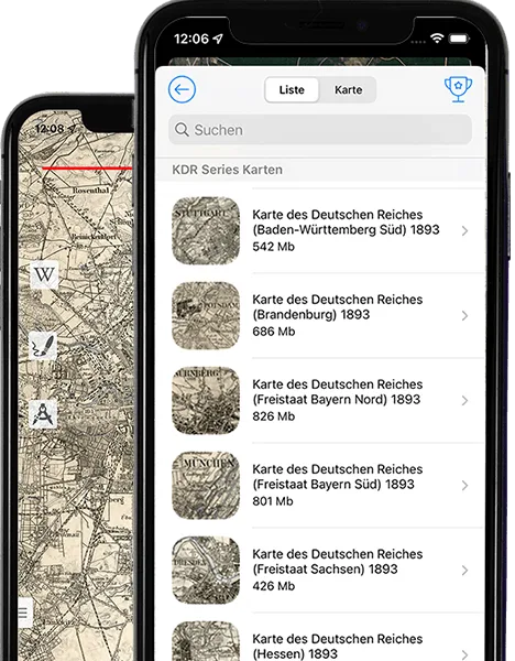 Obrazovka katalogu historických map ve Vetus Maps