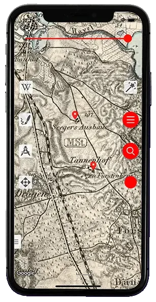 Domovská obrazovka Vetus Maps na iPhonu