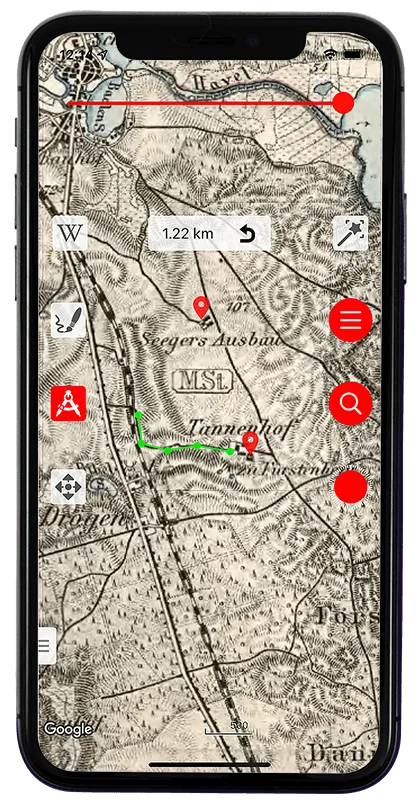 Snímek obrazovky uložených značek ve Vetus Maps
